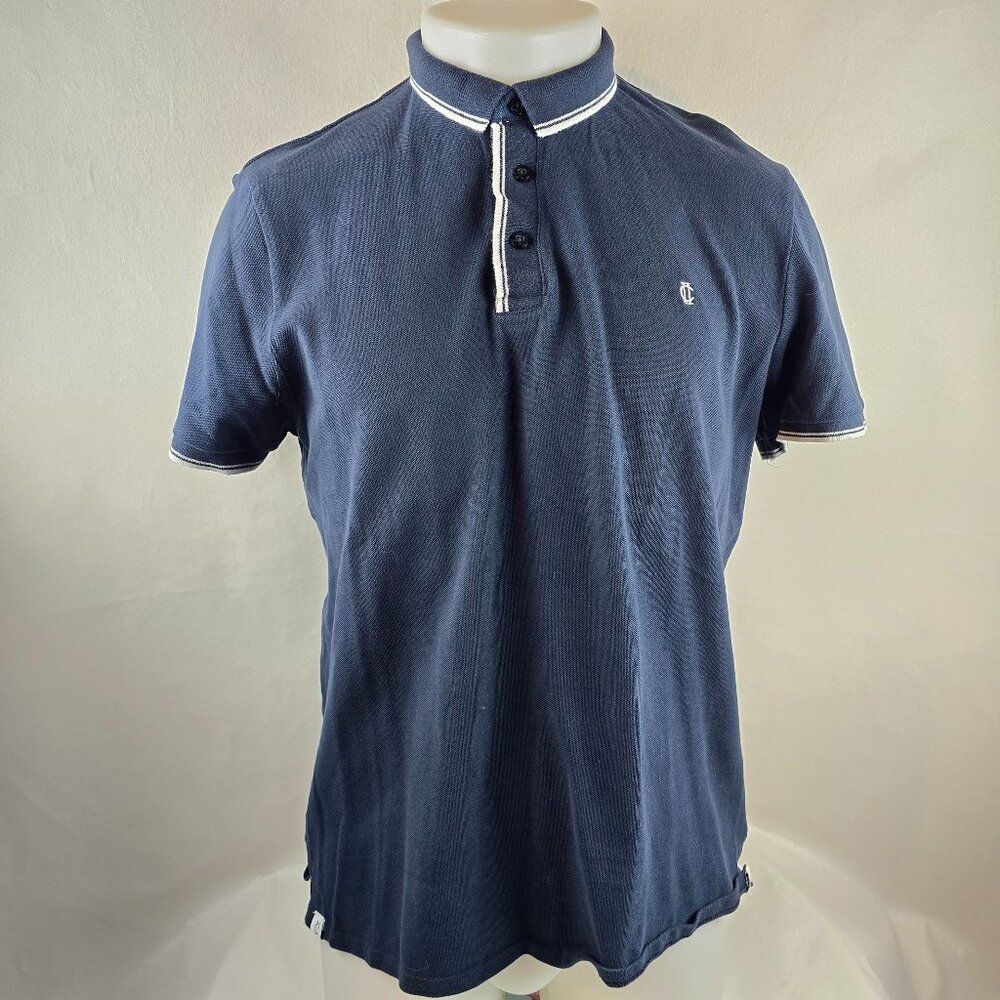 2ND Chapter Shirt Mens Large Blue Polo Casual Preppy Classiccore Slim Pique